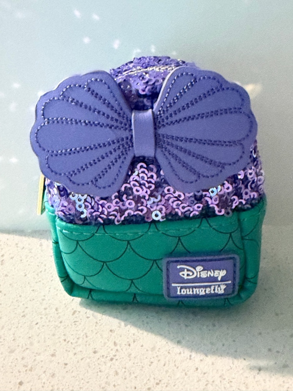 NWOT Disney Loungefly Little Mermaid Sequin Bow Mini Backpack Keychain